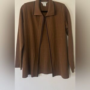 Misook Brown 100% Acrylic Open Cardigan